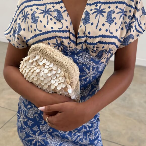 NWT ATHLETA Never Fully Dressed Blue Mosaic Elodie Dress Size 8 - Picture 5 of 9